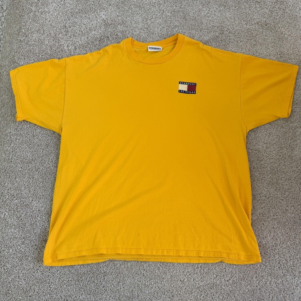 Vintage Stardust Las Vegas Shirt Mens 2XL Yellow Resort Casino Tee T-Shirt